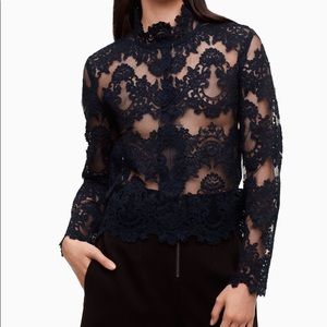 Babaton varda navy lace blouse